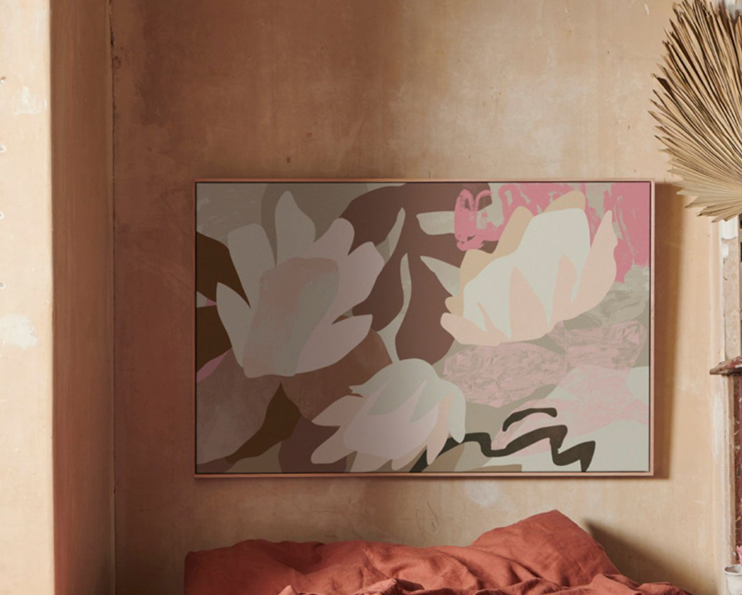 Courtyard IV: Abstract landscape wall art, stretched canvas, designed to complement other collection pieces.
