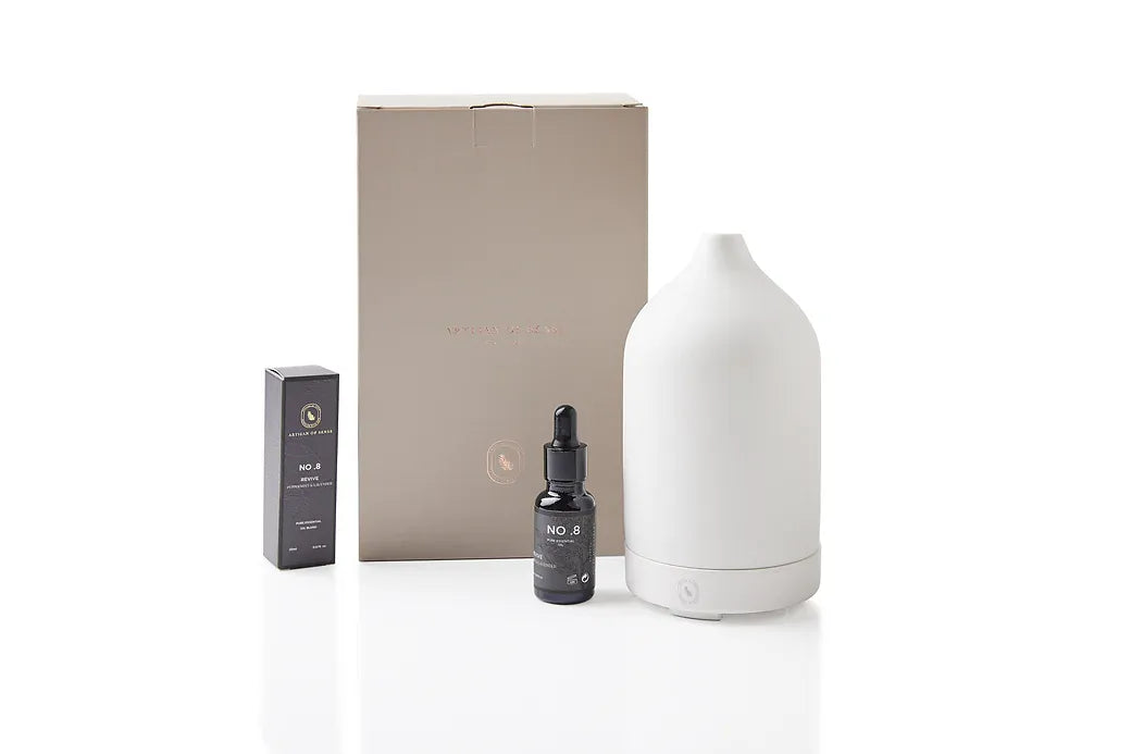 Aroma: Peppermint Lavender for Revive. Individual vial of therapeutic-grade essential oil.