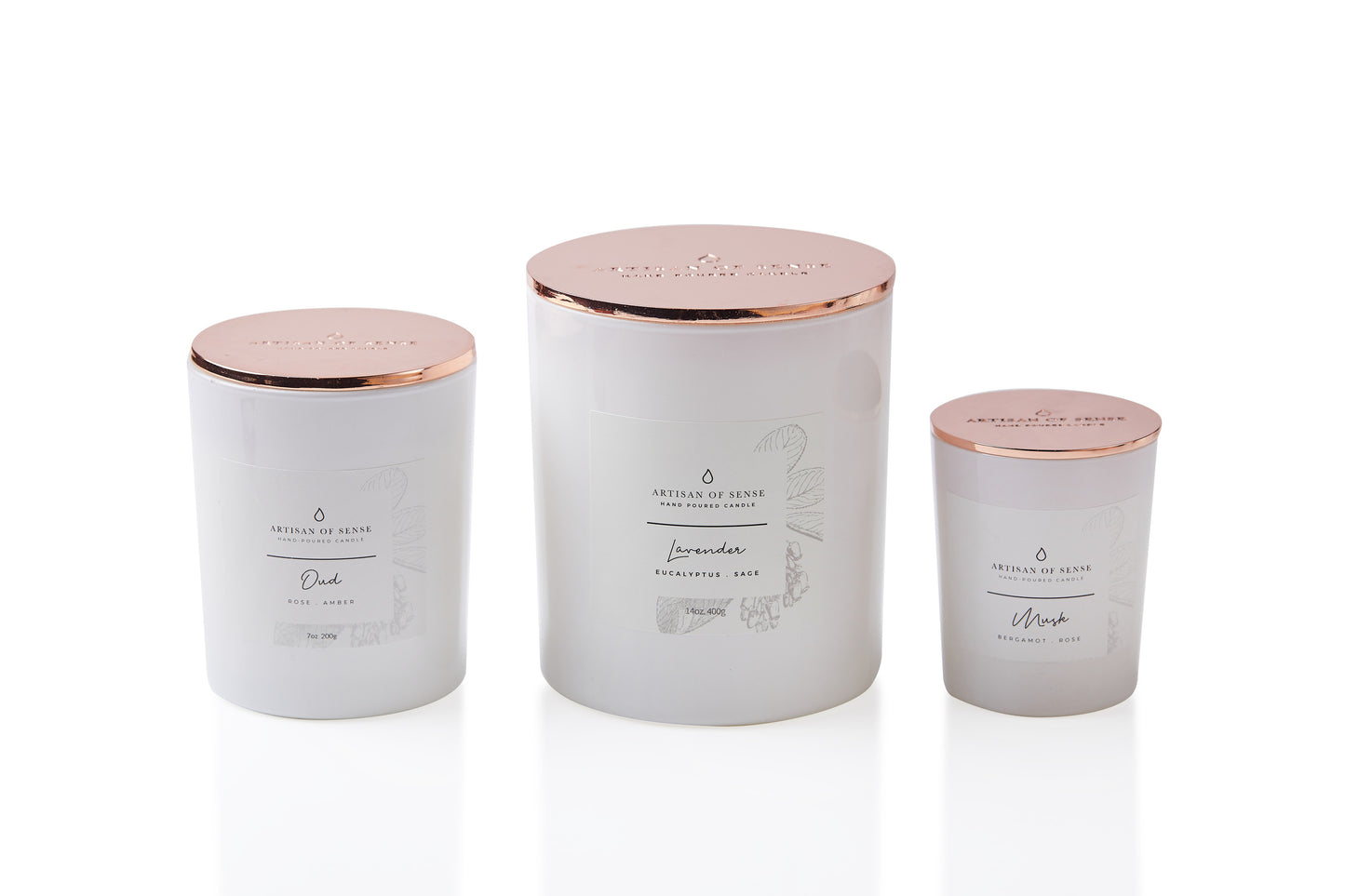 The warm glow of a handcrafted Bergamot & Clove soy candle. It sits elegantly in a glass jar, in sustainable packaging perfect for a unique gift.

