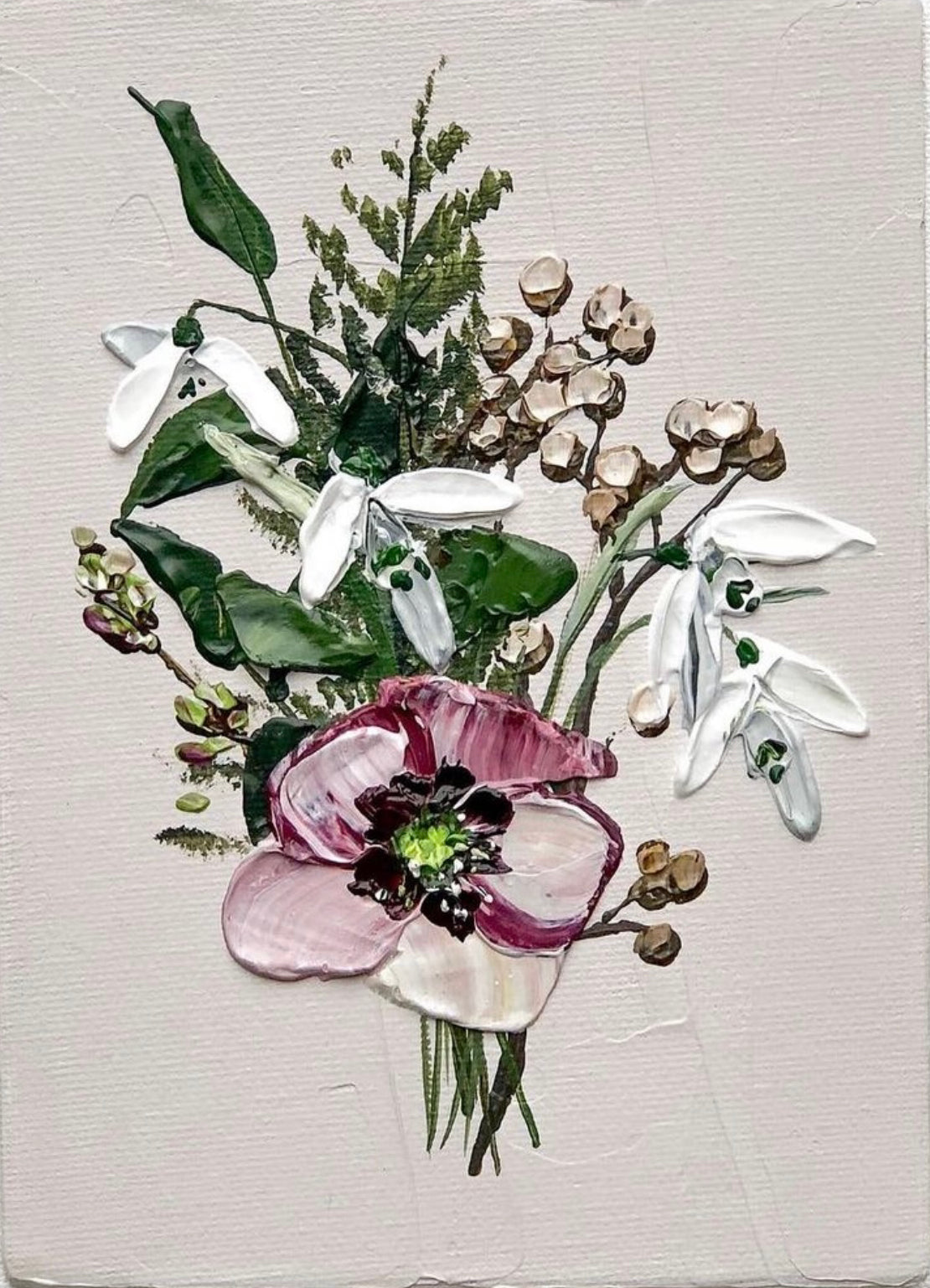 Bouquet III: Artisan wall art, hand-painted on canvas, a stunning piece of home decor.