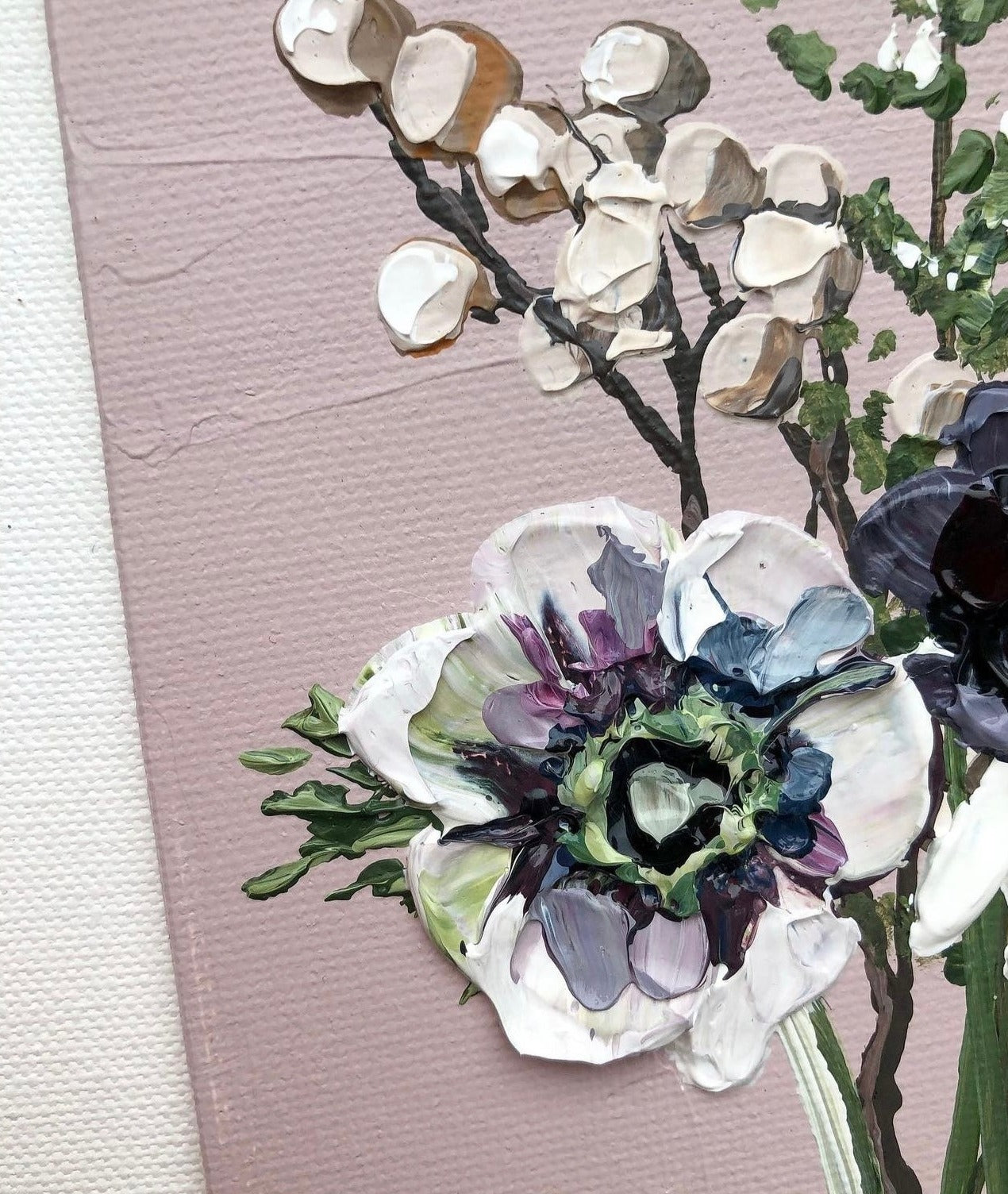 Bouquet II: Contemporary wall art, hand-painted acrylic on canvas, ready to enhance your home.