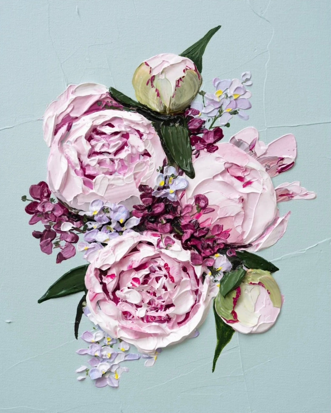 Step into Bouquet V: Hand-painted pastel floral wall art on canvas, perfect for home decor.
