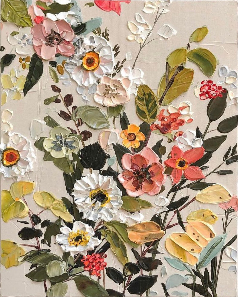 Muted Pink Floral art: Blooms of Bliss II - ready to hang, protected varnish.