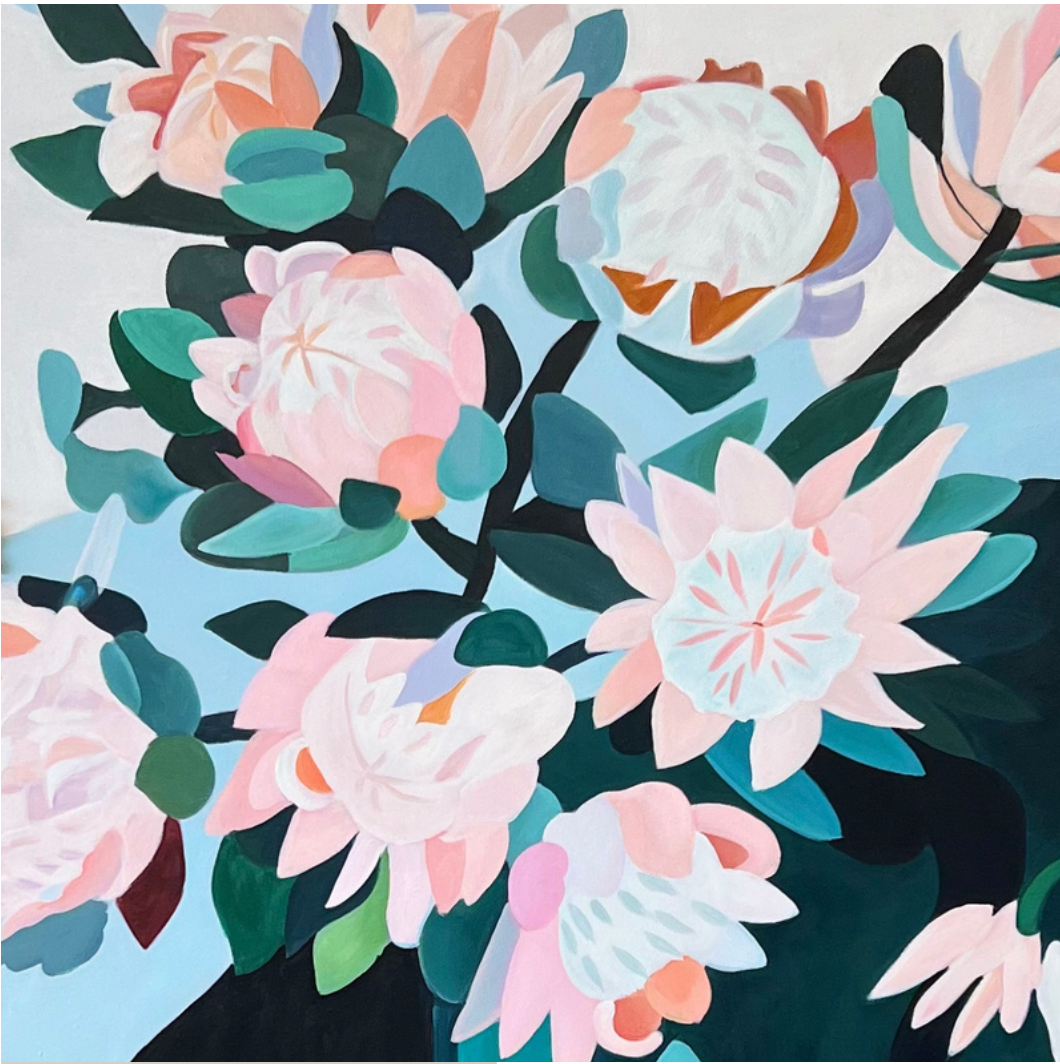Hand-painted celestial art: Floret - acrylics on canvas, inspired by the cosmos.
