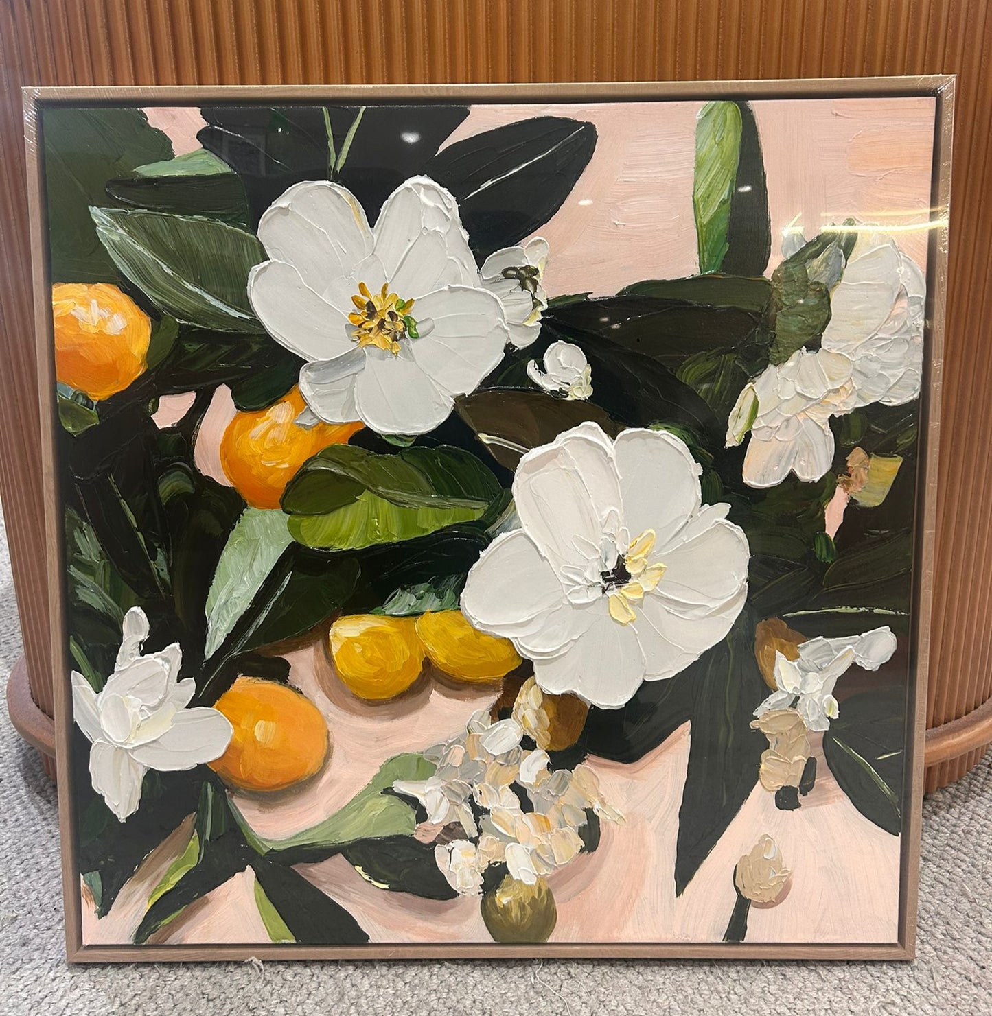 Orange Blossom: Hand painted textured wall decor on premium canvas.