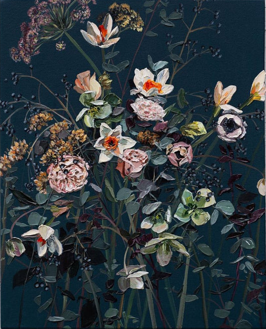 Step into Tranquil Sanctuary artwork: Hand-painted floral wall decor for your home.
