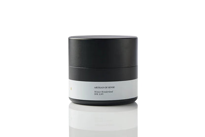 Travel collection tin candle, natural Winter Wonderland, eco-friendly soy wax, comforting glow. Awaken your senses with the crisp, clean scent