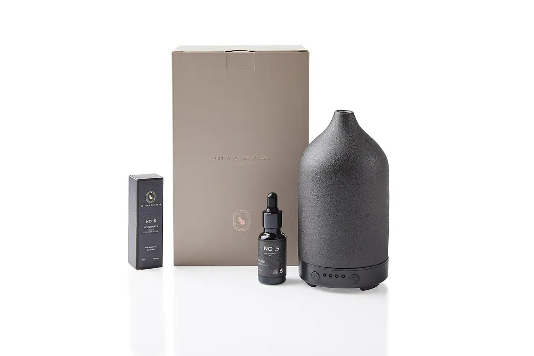 Aroma: Citrus Lavender Lime to Invigorate. Small bottle of potent essential oil.