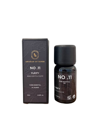 Aroma: Bergamot & Clove for Purify. Single essential oil bottle for holistic well-being.